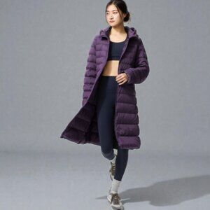 Uniqlo ultra light down long puffer coat purple women's size S
